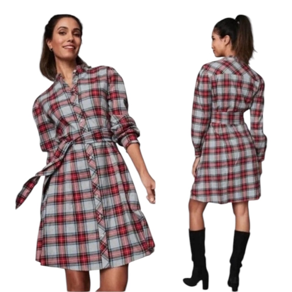 NWOT - UNTUCKit for Her Harrison Tartan Plaid Belted Button Down Dress